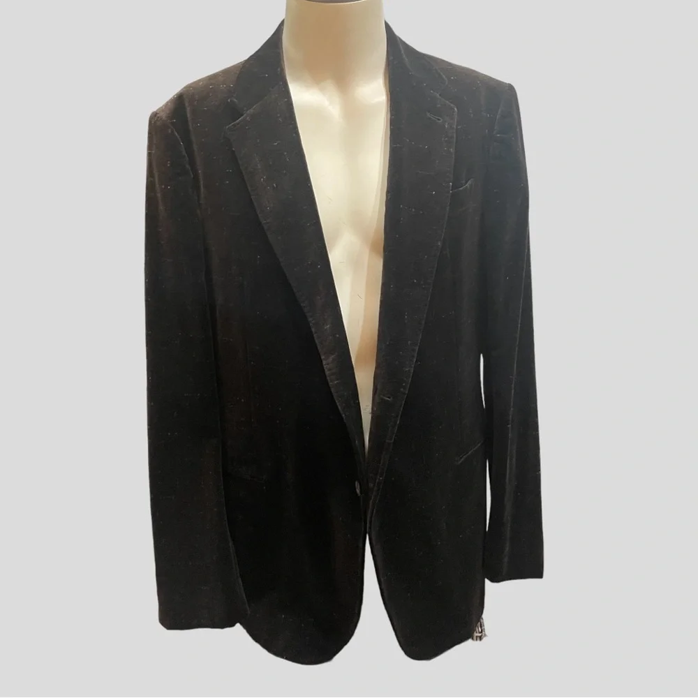 ARMANI COLLEZIONI BROWN VELVET SPECKLED SINGLE BREASTED DINNER JACKET